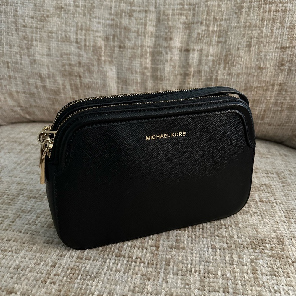 Michael Kors Black Double-Zip Crossbody Purse